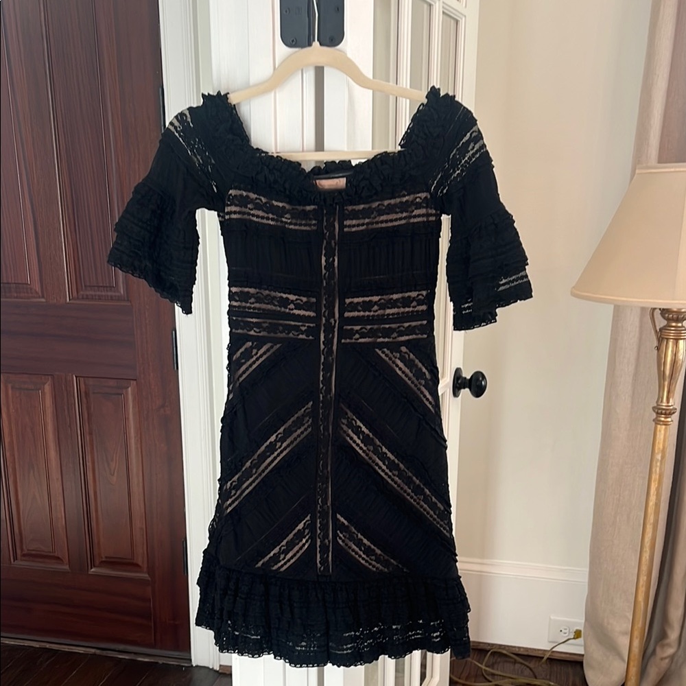 Self-Portrait Black Mini Dress with Elegant Detailing